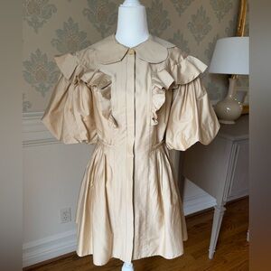 Farm Rio Ruffle puff mini dress, beige, XS